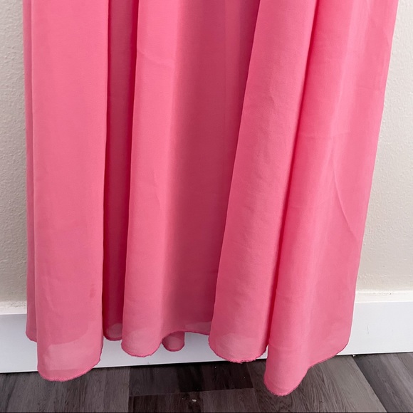 ‼️SOLD‼️ PinkBlush Coral Chiffon Long Sleeve Pleated Maternity Maxi Dress - Picture 11 of 16